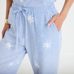 Pantalon large taille haute &agrave; relief blanc femme