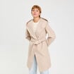 Manteau ceintur&eacute; &agrave; capuche beige femme