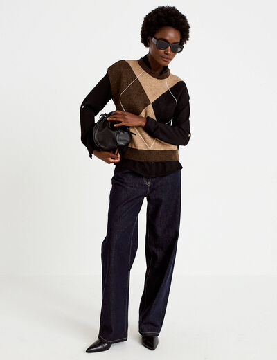 Pull sans manches beige femme