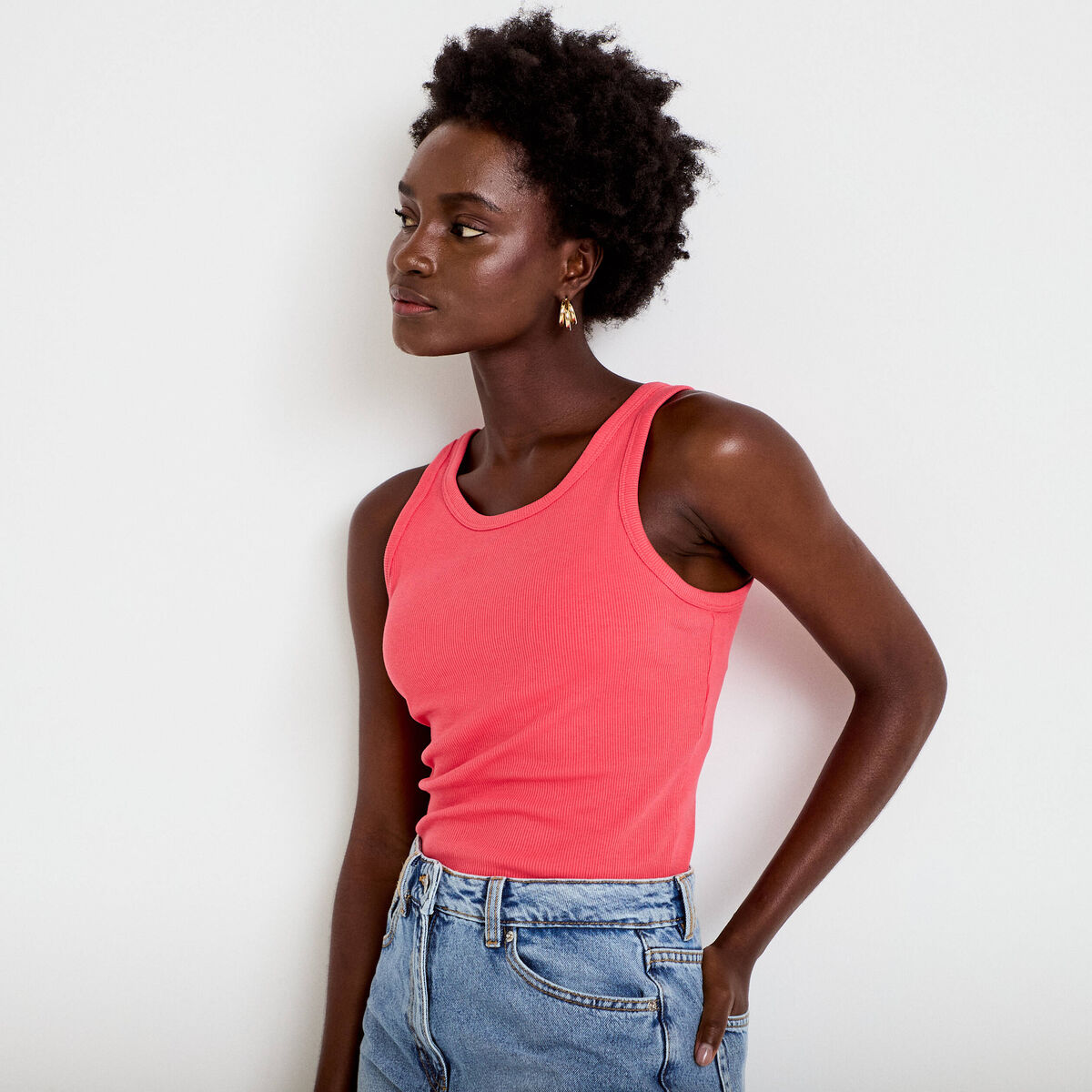 D&eacute;bardeur c&ocirc;tel&eacute; avec brassi&egrave;re int&eacute;gr&eacute;e rose femme