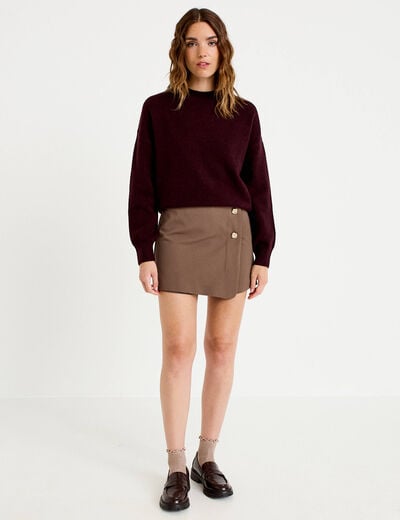 Pull col rond prune femme