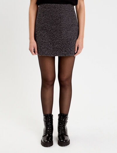 Jupe trap&egrave;ze courte gris fonc&eacute; femme