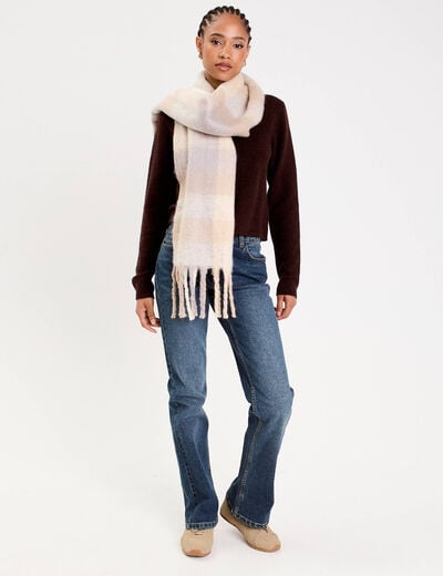 Gilet boutonn&eacute; manches longues marron fonc&eacute; femme