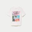 T-shirt col rond manches courtes ecru femme