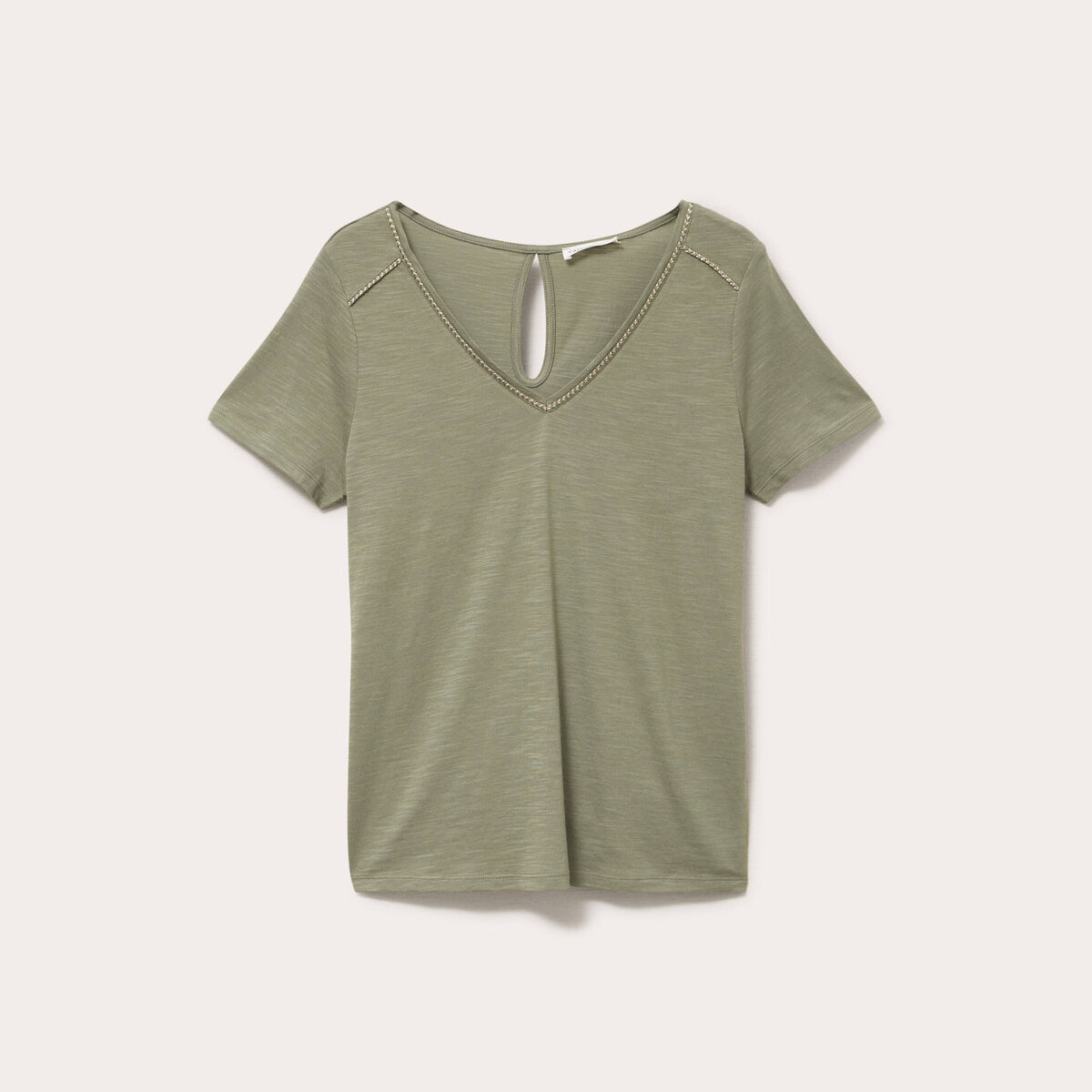T-shirt manches courtes vert kaki femme
