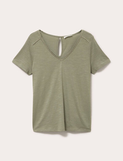 T-shirt manches courtes vert kaki femme