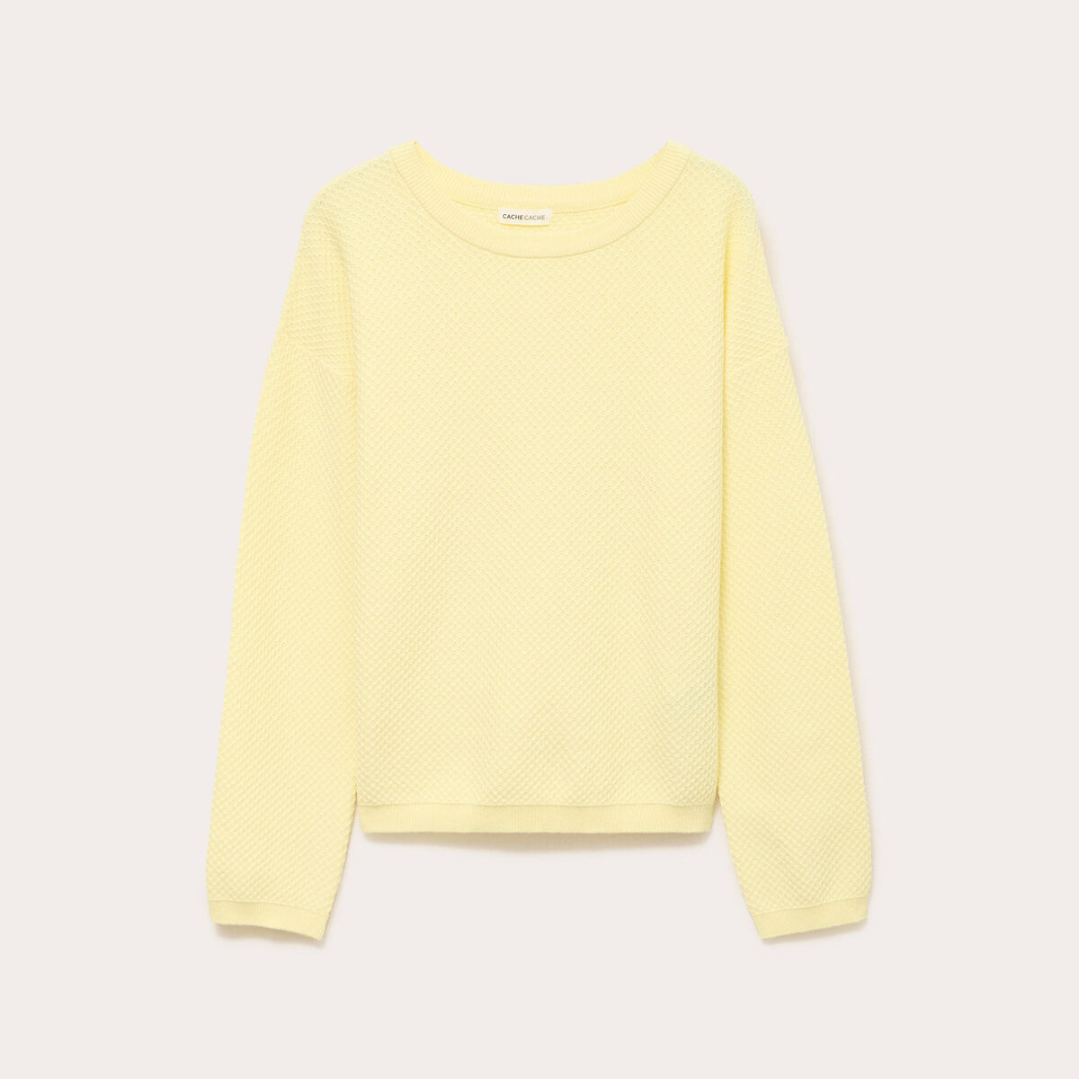 Pull manches longues jaune clair femme