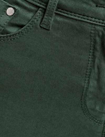 Jeans slim 5 poches vert fonc&eacute; femme