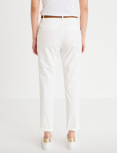 Pantalon chino 7/8&egrave;me ecru femme