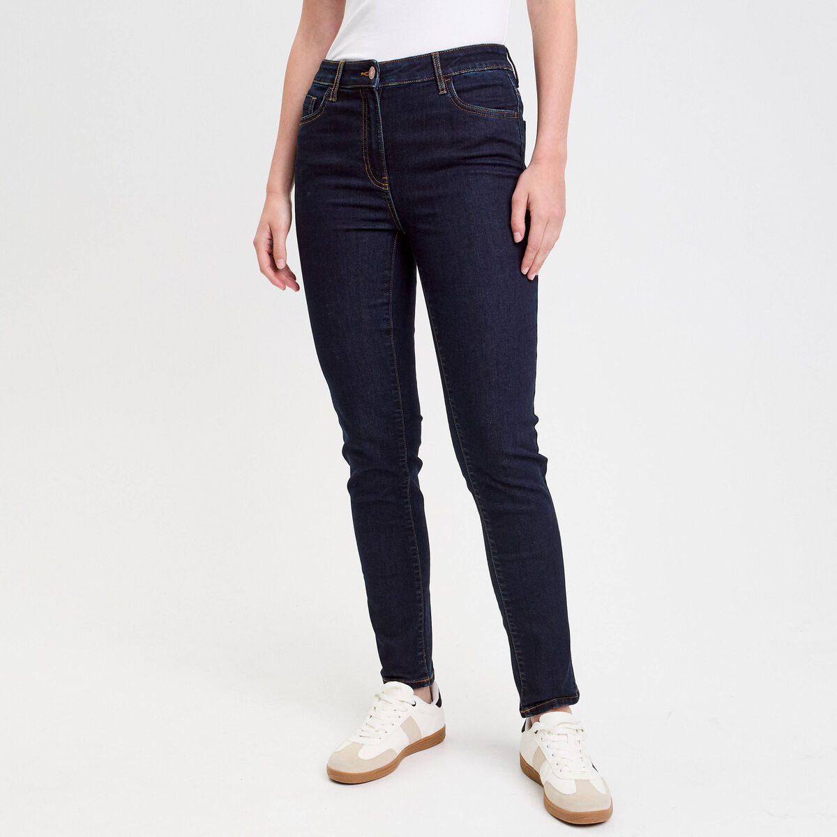 Jeans slim 5 poches denim brut femme