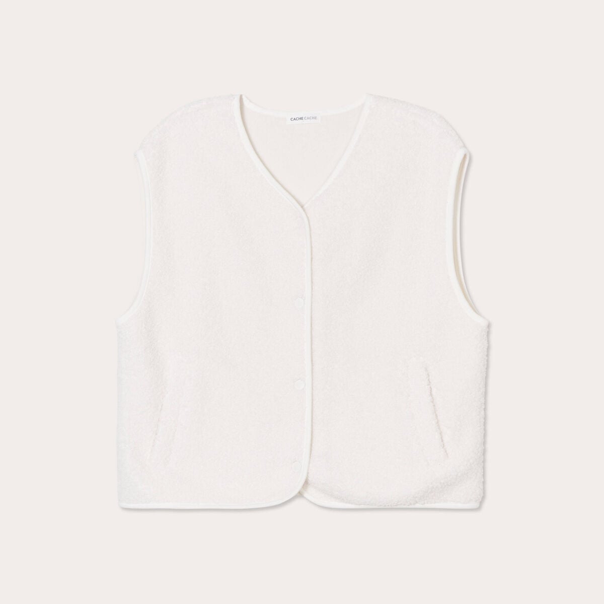 Gilet sans manches effet polaire ecru femme