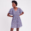 Robe &eacute;vas&eacute;e col en V parme femme