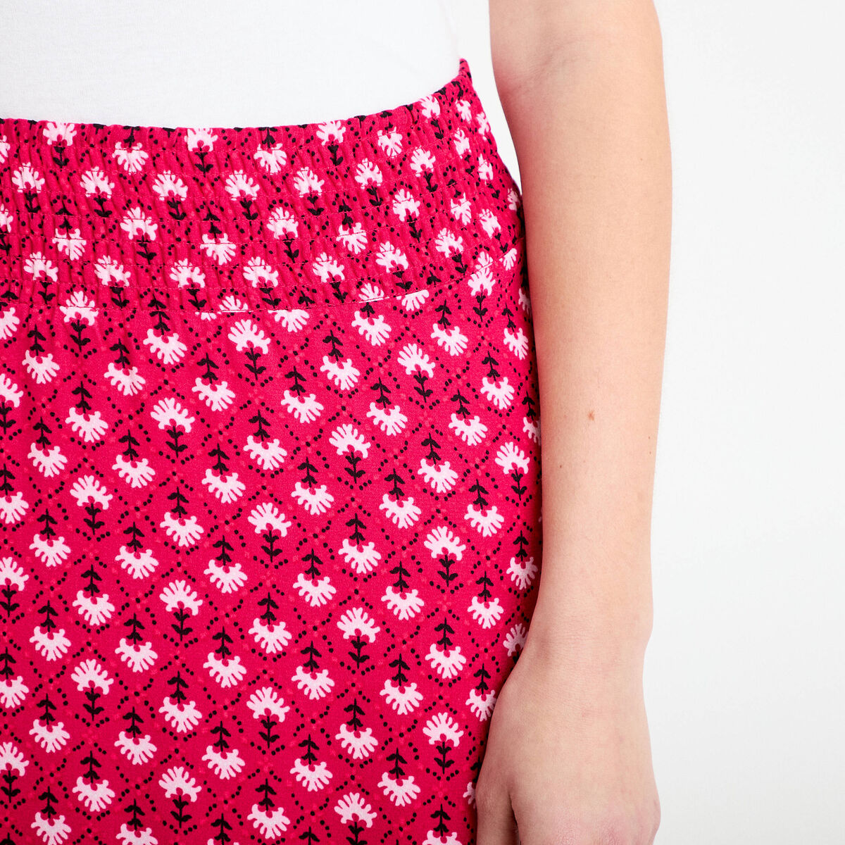 Jupe longue fluide rose cerise femme
