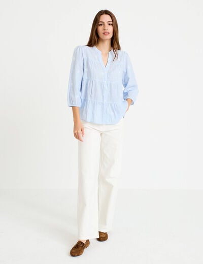 Chemise droite manches 3/4 blanc femme
