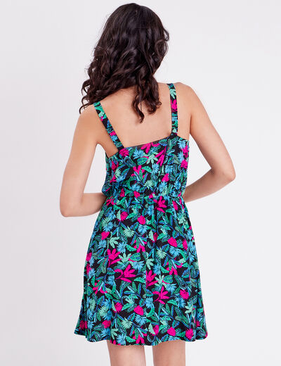 Robe courte &eacute;vas&eacute;e noir femme