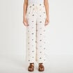 Pantalon bootcut brod&eacute; taille standard blanc femme