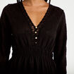 Blouse ajust&eacute;e col v manches longues noir femme