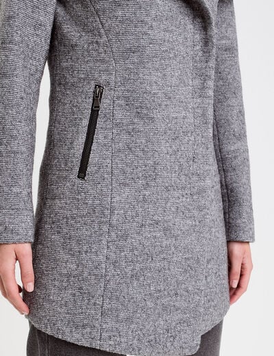 Manteau cintr&eacute; asym&eacute;trique gris fonc&eacute; femme