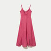 Robe longue &eacute;vas&eacute;e col coeur rose framboise femme