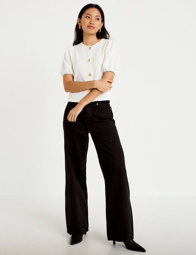 Blouse droite manches courtes ecru femme