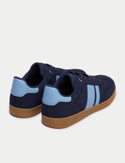 Baskets basses &agrave; lacets bleu marine femme