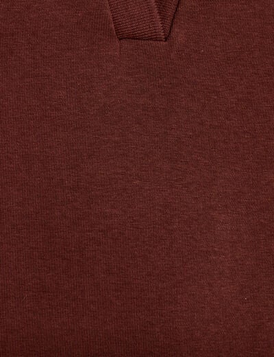 Sweat col chemise manches courtes marron femme