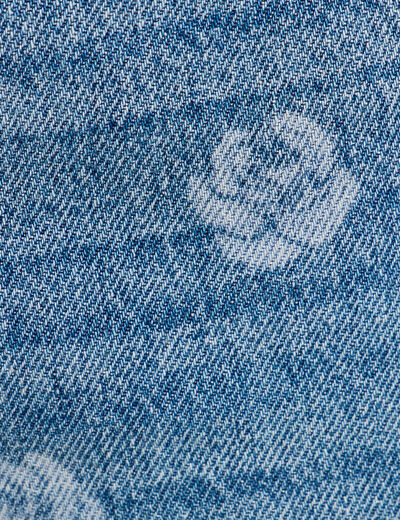 Jean wide leg imprim&eacute; denim double stone femme