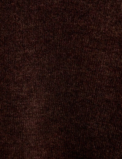 Gilet col v manches longues marron fonc&eacute; femme