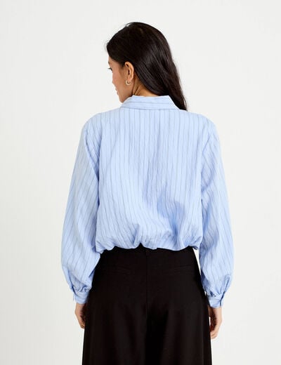 Chemise ample cropped effet boule bleu femme