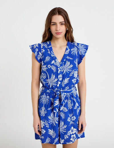 Combishort fluide bleu roi femme