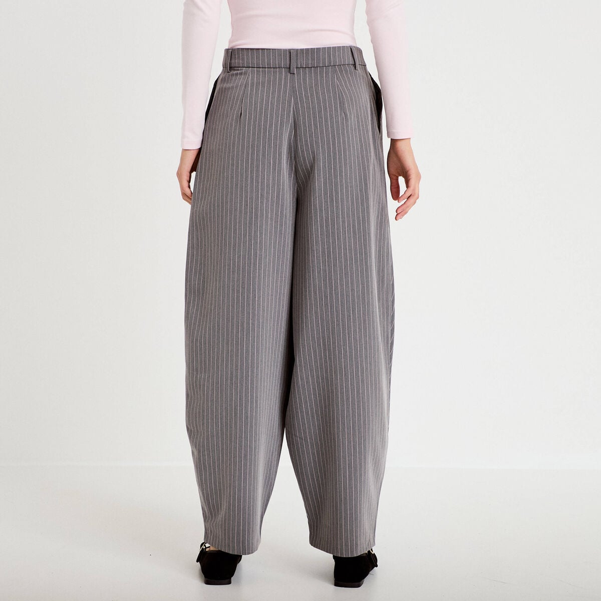 Pantalon bootcut taille basse gris femme