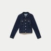 Veste cintr&eacute;e en jean col classique denim brut femme