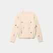 Gilet manches longues fleurs brod&eacute;es sable femme