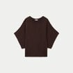 Pull oversize col rond manches courtes marron fonc&eacute; femme