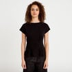 T-shirt cintr&eacute; col rond manches courtes noir femme
