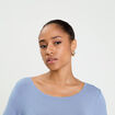 T-shirt uni &agrave; manches longues bleu gris femme