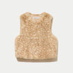 Gilet sans manches fausse fourrure beige femme