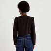 Blazer droit cropped col rond noir femme