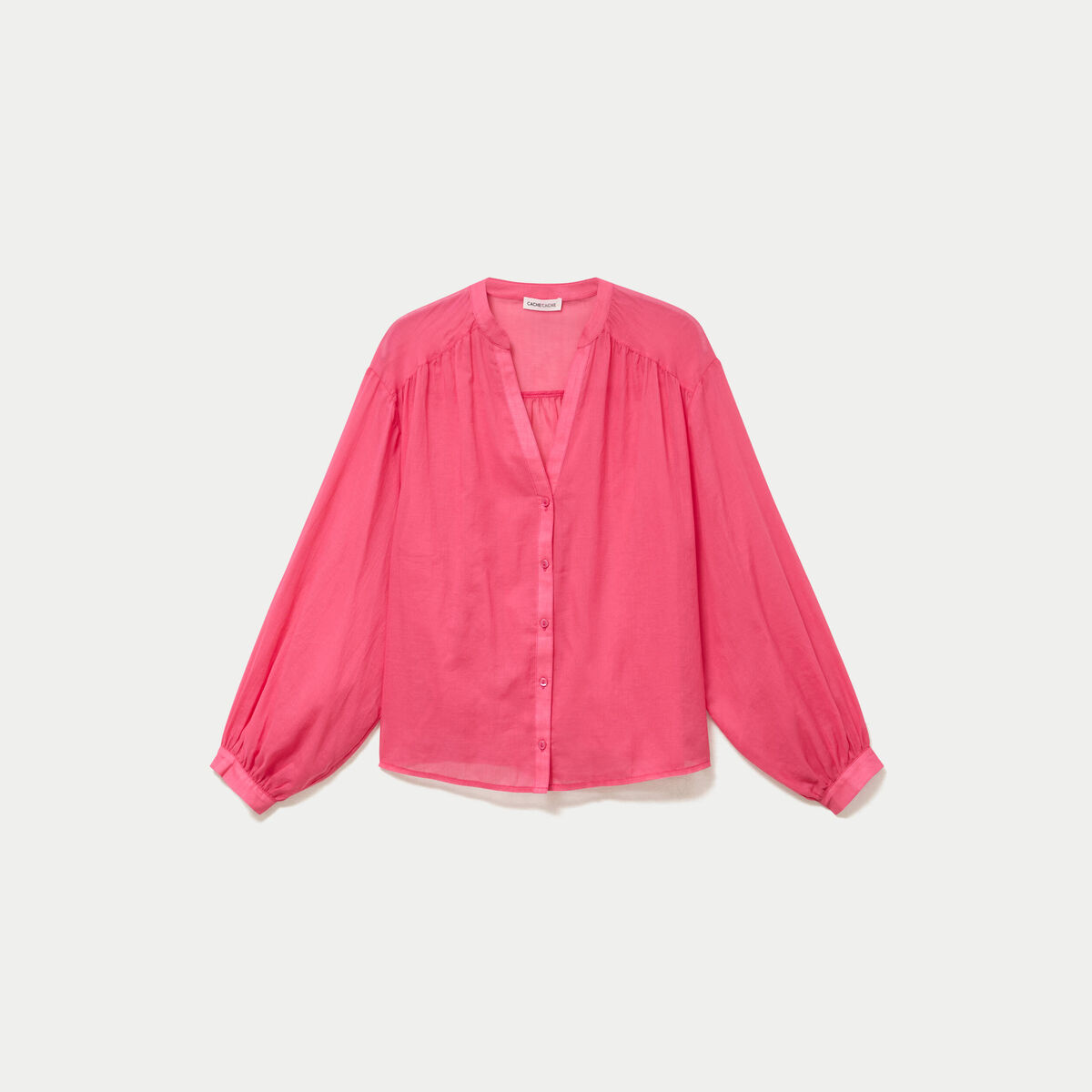Blouse oversize manches longues rose fushia femme