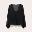 Blouse courte droite col v noir femme