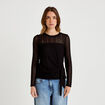 Top droit manches longues dentelle noir femme