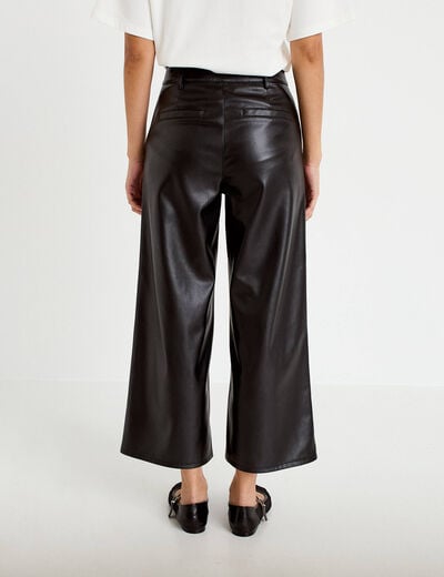 Pantalon bootcut 3/4 taille haute noir femme