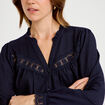 Blouse maille relief&eacute;e bleu marine femme