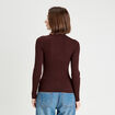 Pull c&ocirc;tel&eacute; col roul&eacute; marron fonc&eacute; femme
