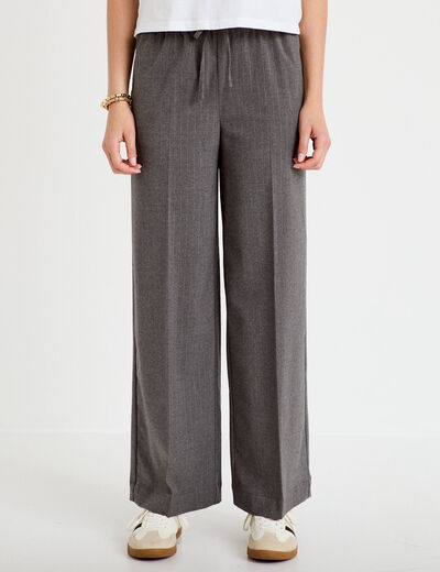 Pantalon large taille standard gris femme