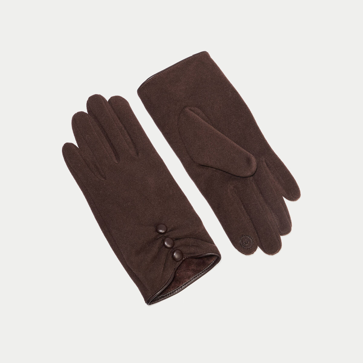 Gants avec boutons marron fonc&eacute; femme