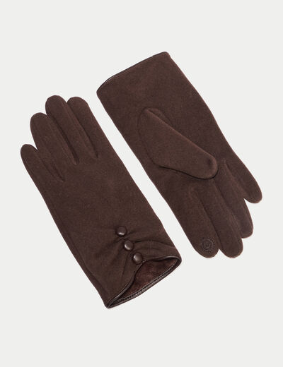 Gants avec boutons marron fonc&eacute; femme
