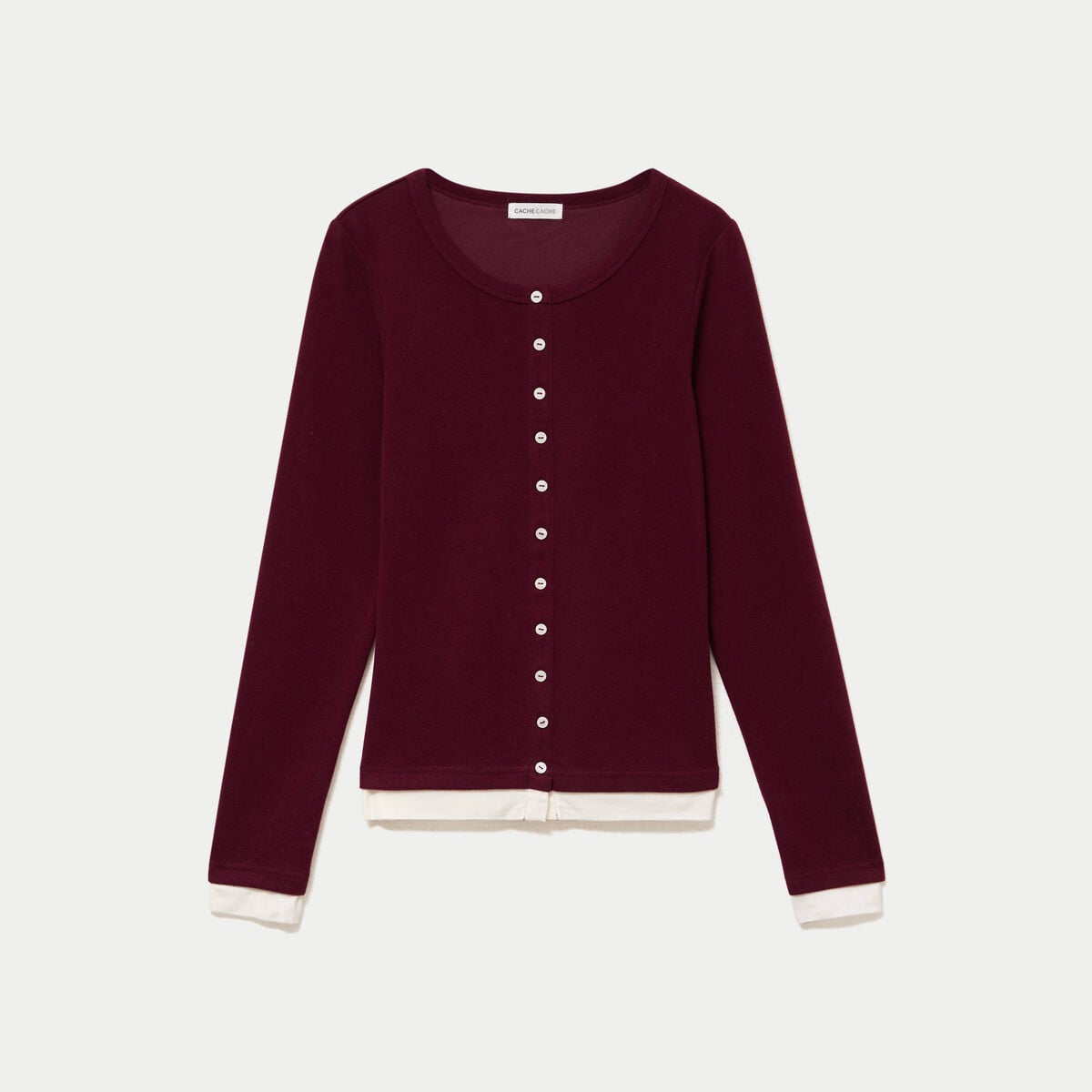 Doudou col rond manches longues bordeaux femme