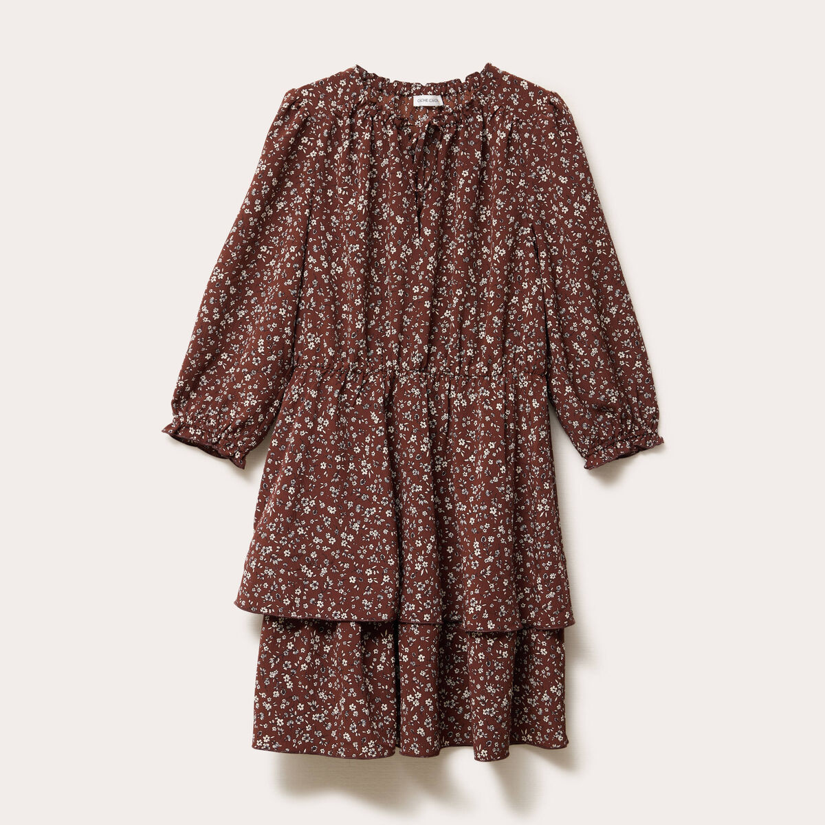 Robe &eacute;vas&eacute;e manches 3/4 marron chocolat femme