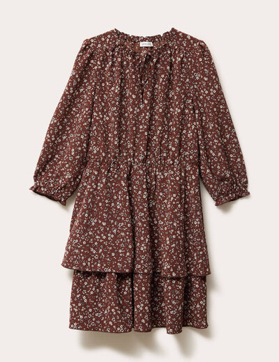 Robe &eacute;vas&eacute;e manches 3/4 marron chocolat femme